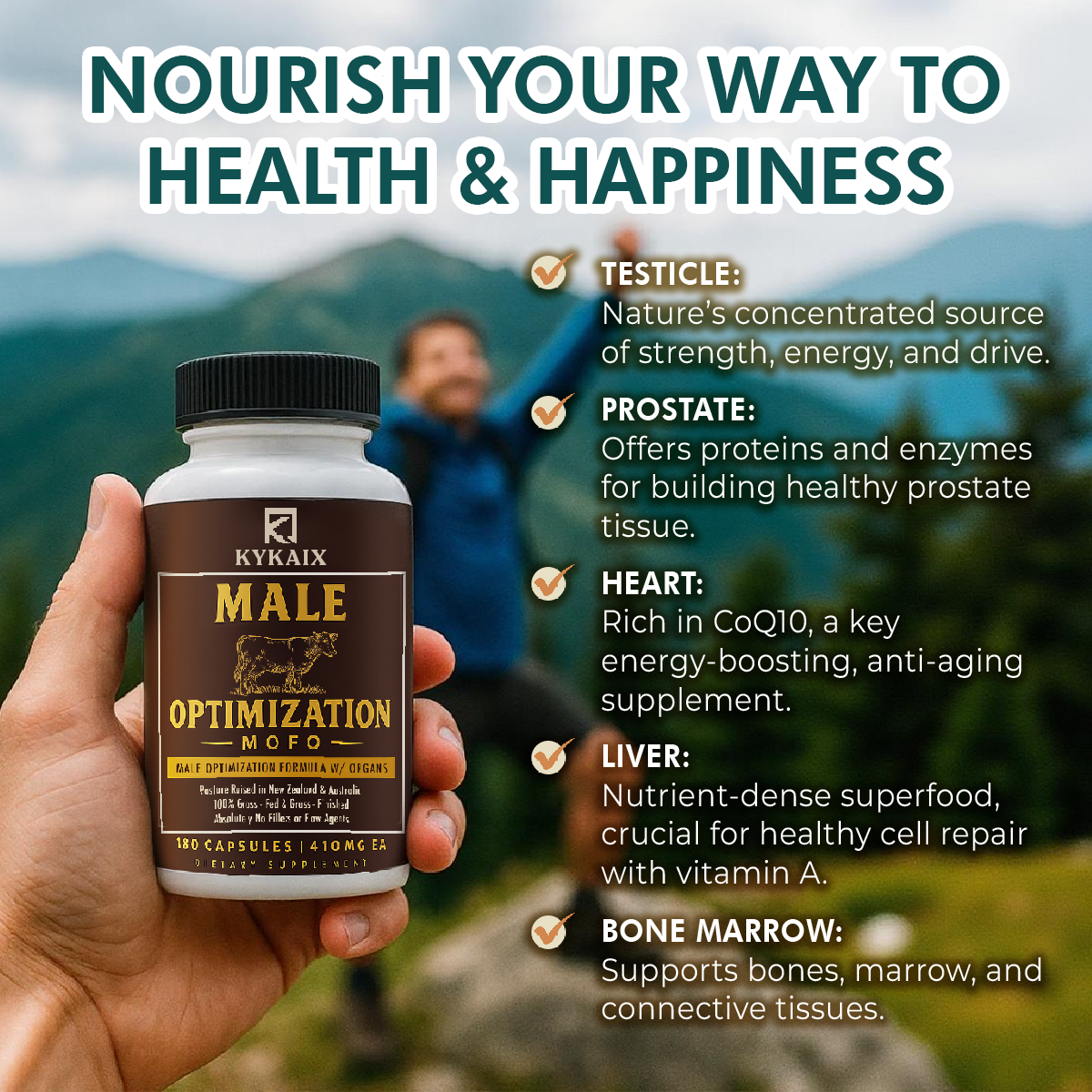 Kylaix® Male Optimization Formula with Grass Fed Beef Organs